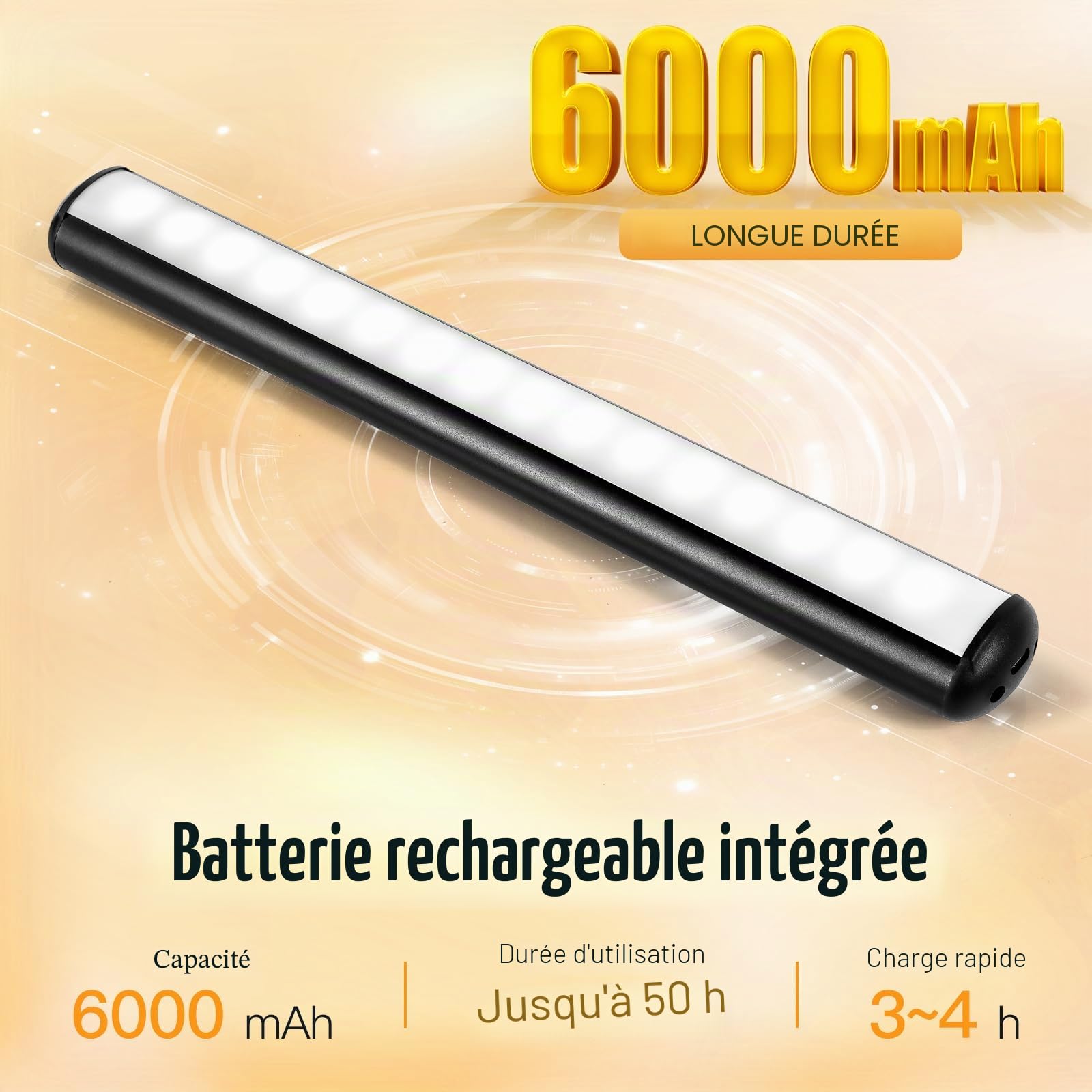 Lampe Murale à Télécommande，Image Lampe LED sans fil, batterie rechargeable, pour des œuvres d'art, luminosité de 300 lumens, réglable, pour la fresque et les fléchettes avec corps en métal