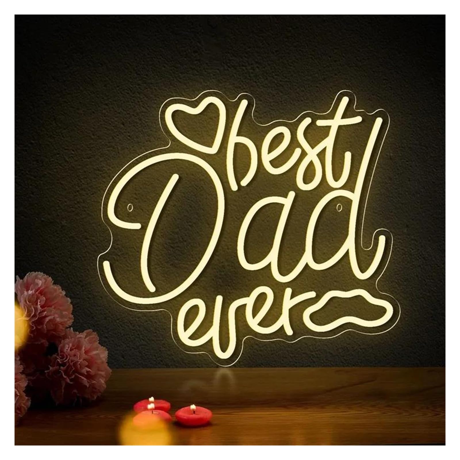 cartelli al neon personalizzati Il Miglior Papà Di Sempre LED Neon Light Lettere In Acrilico Segno USB Per Casa Soggiorno Festa Festa Decorazione Murale Festa Del Papà