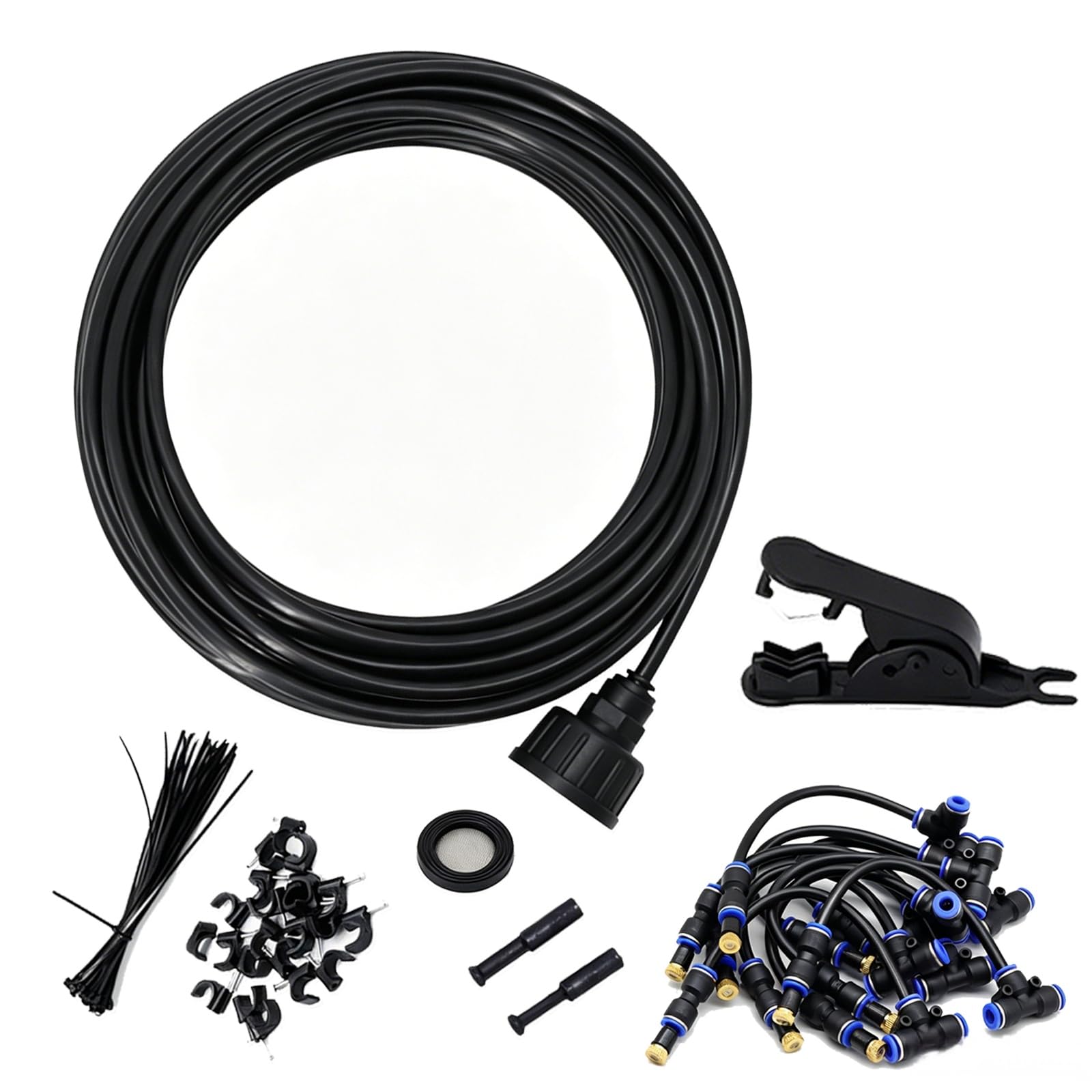 Système Brumisation 20 m, 20 Buses Laiton 3/4", sans électricité | Chakedix Kit Brumisation 20 m, 20 buses laiton, adaptateur 3/4", rafraîchit 20°C, sans électricité, anti-UV, terrasse jardin