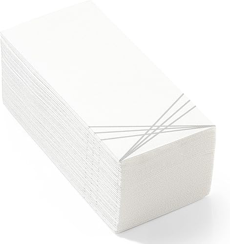 Miniatura 6 de Paquete de 100 toallas de mano de papel para invitados con sensación de lino, toallas de papel desechables súper absorbentes para baño, fiesta,