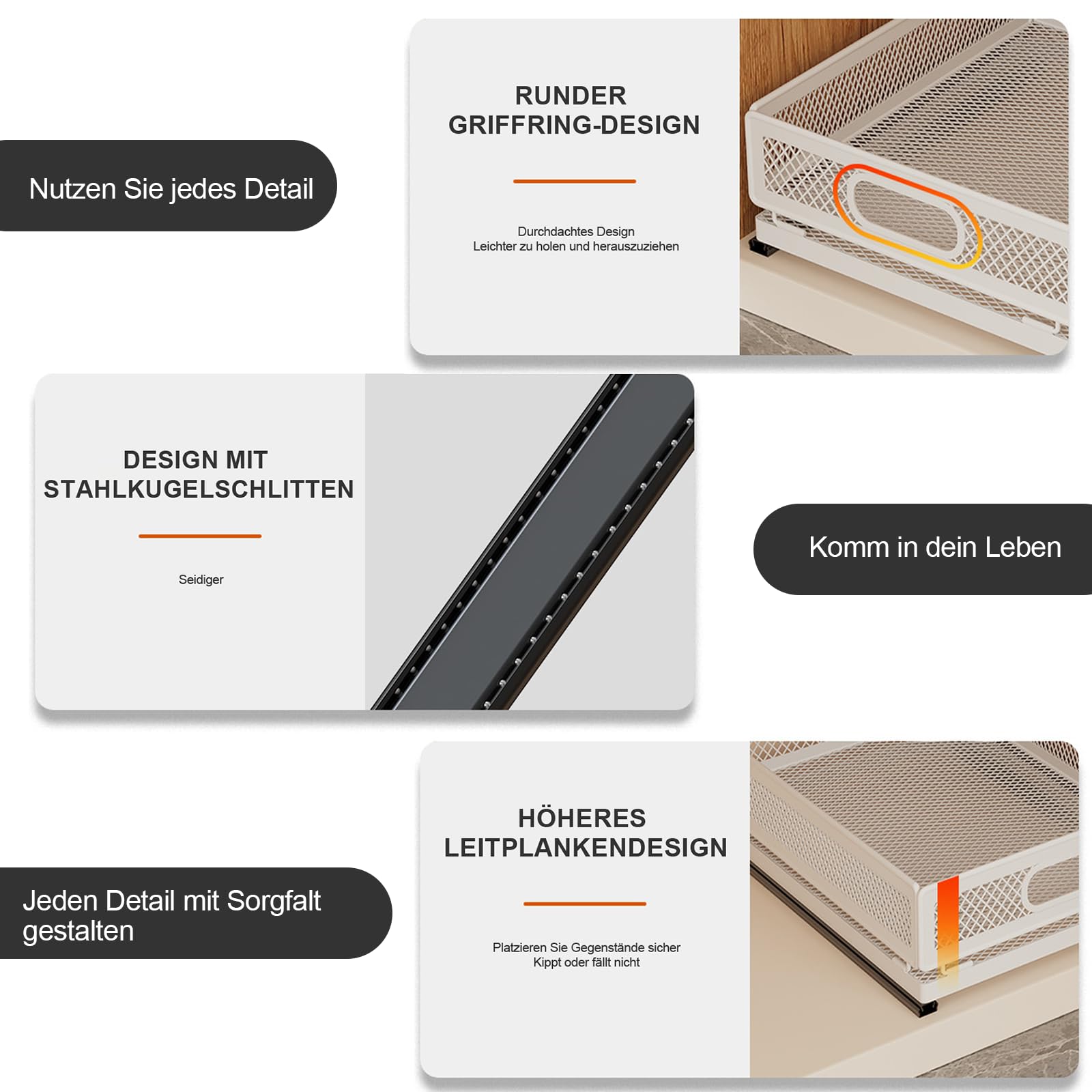 Ausziehbare Schublade KüChe, Schrankauszug Teleskopschublade, Küchenschrank Korbauszug, Kein Bohren und Nageln Erforderlich KüChenschublade (,) (Einzelschicht, 30 cm T x 24 cm B x 10cm H)