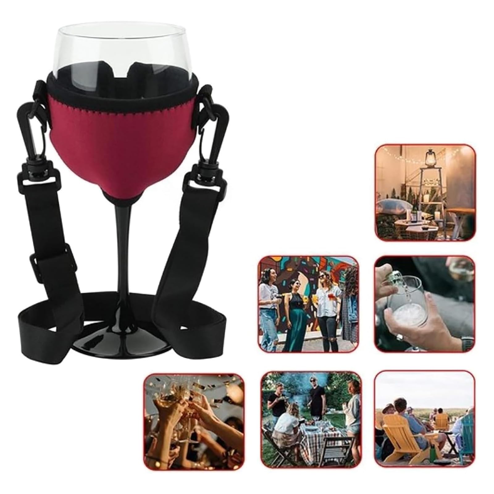 Porte-verre à Vin Portable Avec Lanière De Cou - Réglable - Pour Dégustation, Festival Ou Maison