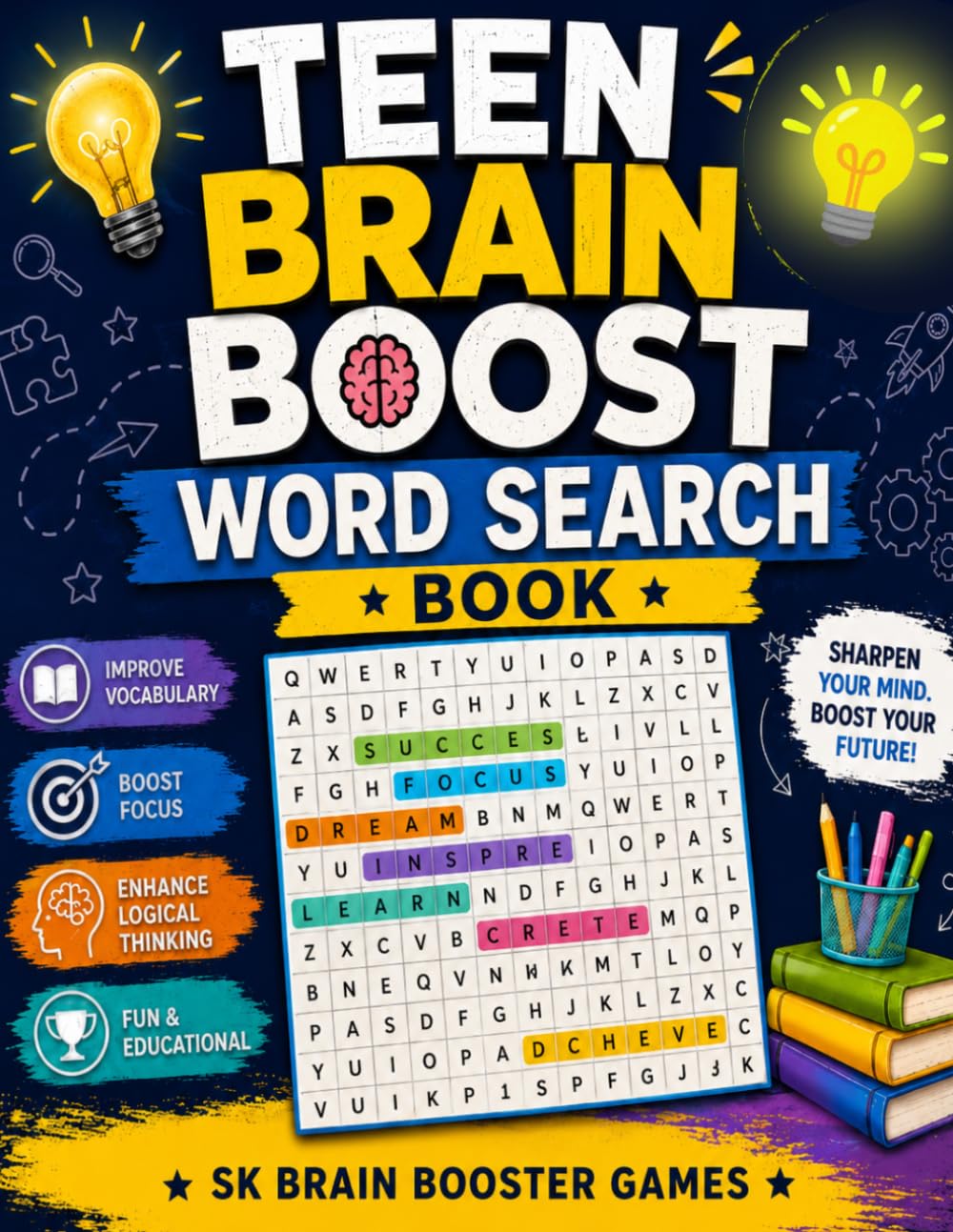 Word Search Game Book: Fun & Challenging Themes to Improve Vocabulary and Enhance Brain Power