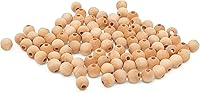 Vista 13 de Perlas de madera grandes para manualidades - Paquete de 12 perlas de 32 mm con agujero de 1-1/4 x 3/8 pulgadas, perlas de madera grandes