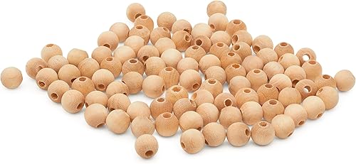 Miniatura 13 de Perlas de madera grandes para manualidades - Paquete de 12 perlas de 32 mm con agujero de 1-1/4 x 3/8 pulgadas, perlas de madera grandes