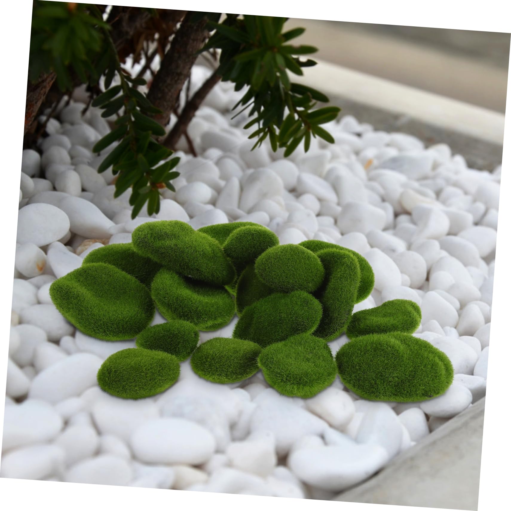 Angoily Pietre Muschio Artificiali Realistiche 50 Pezzi, Verde | Silk Flower, Forma Stone, per Garden e Balconies, Aspetto Naturale e Uso Versatile