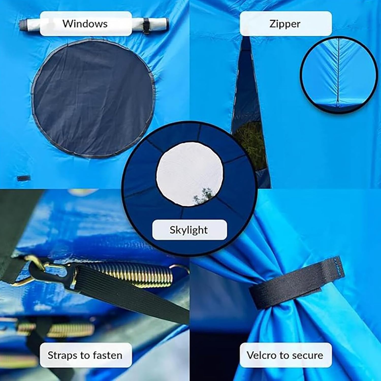 Trampoline Tent, 6ft-15ft Trampoline Sun Shade Cover, with Windows, Sunshade, and Skylights, Suitable for Round Straight Rods(Tent Only).