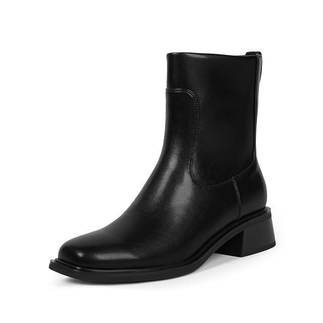 Ankle Boots for Women Low Heel Square Toe Chunky Short Booties Fall Boots with Side Zipper