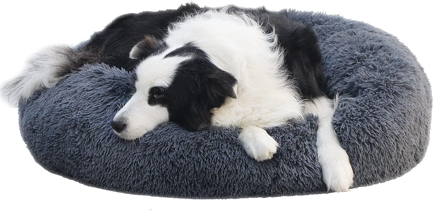 Small Dog Bed Calming Dogs Bed for Small Dogs Anti-Anxiety Puppy Bed Machine Washable Fluffy Luxury Anti-Slip Waterproof Mute Base Warming Cozy Soft Pet Round Bed : Pet Supplies