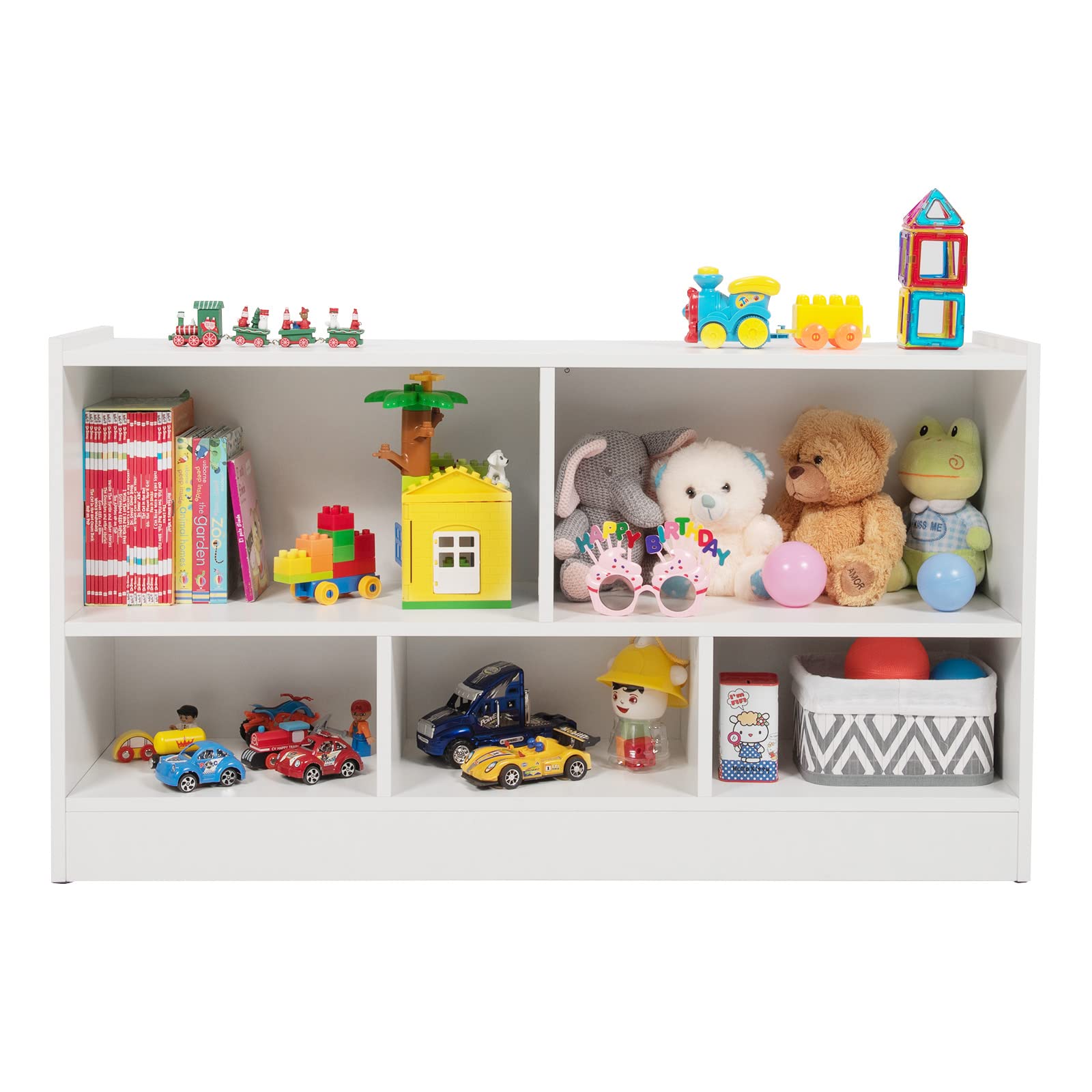 RELAX4LIFE Libreria Scaffale in Legno per Bambini, Portagiochi per Bambini, Scaffale per Cameretta e Asilo Nido, 111 x 30 x 61,5 cm (Bainco)