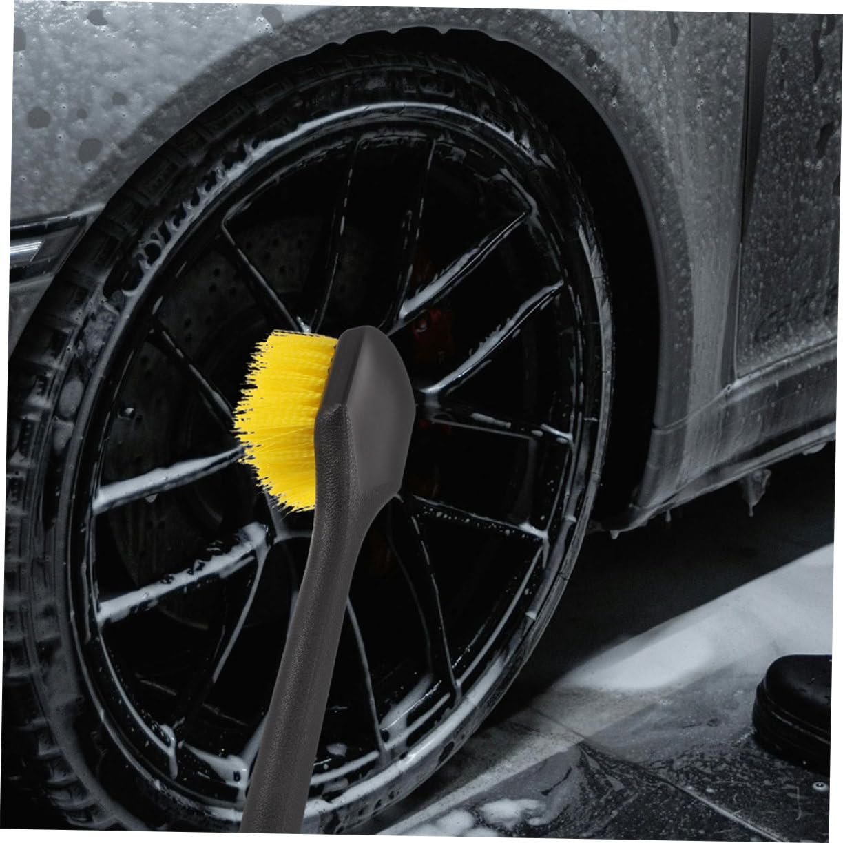 BESTYASH 2stücke Felgenreiniger mit Langem Griff Autoreifenbürste mit Robusten Borsten Detailbürste für Fahrzeugaufbereitung Bürsten für Außenwäsche und Reifenpflege