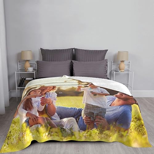 Miniatura 5 de ARAZI Manta personalizada con fotos, texto, manta de franela personalizada, manta de ropa de cama personalizada, regalos personalizados