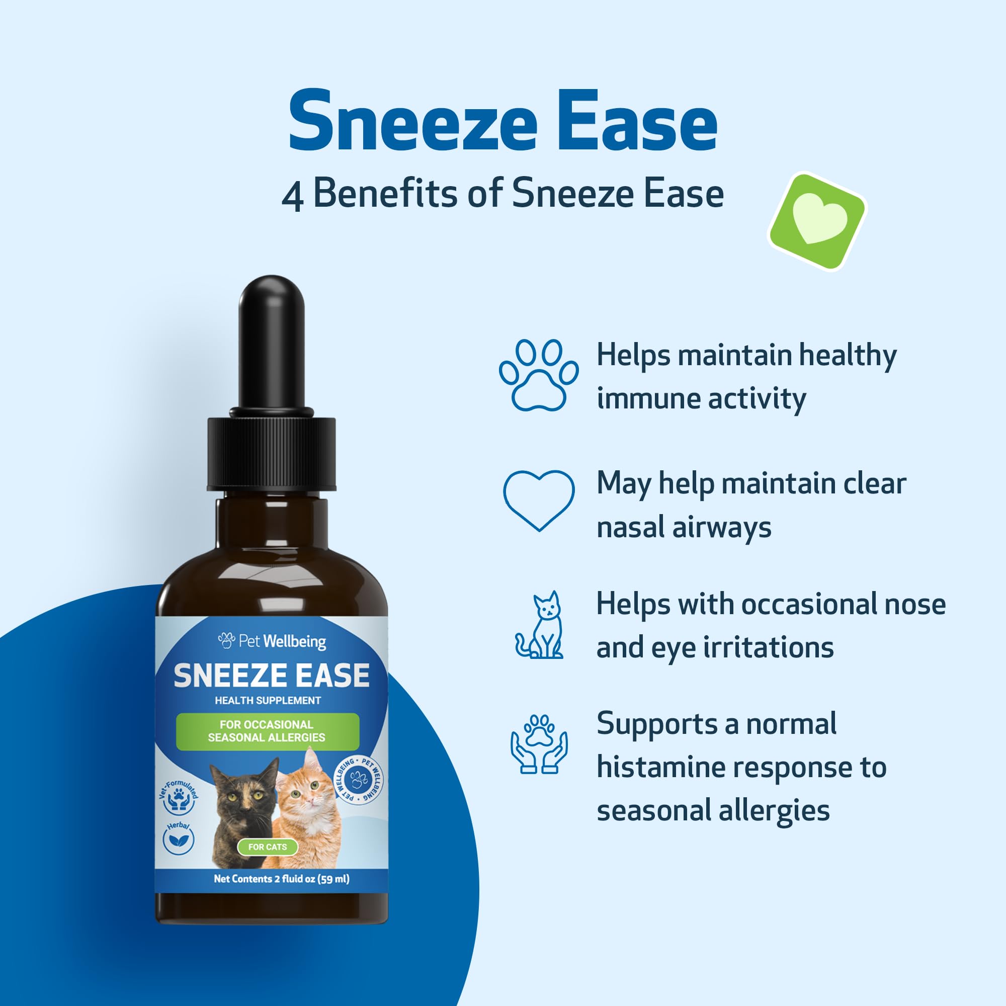 Pet Wellbeing - Nessel Eyebright Gold dla kotów - wsparcie przy sporadycznych dolegliwościach w związku z porą roku alergii u kotów - 59 ml