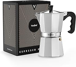 VonShef Italian Coffee Maker, 6 Cup Aluminium Moka Coffee Maker for Gas and Electric Stoves - 300ml - Replacement Seal and Filter Included