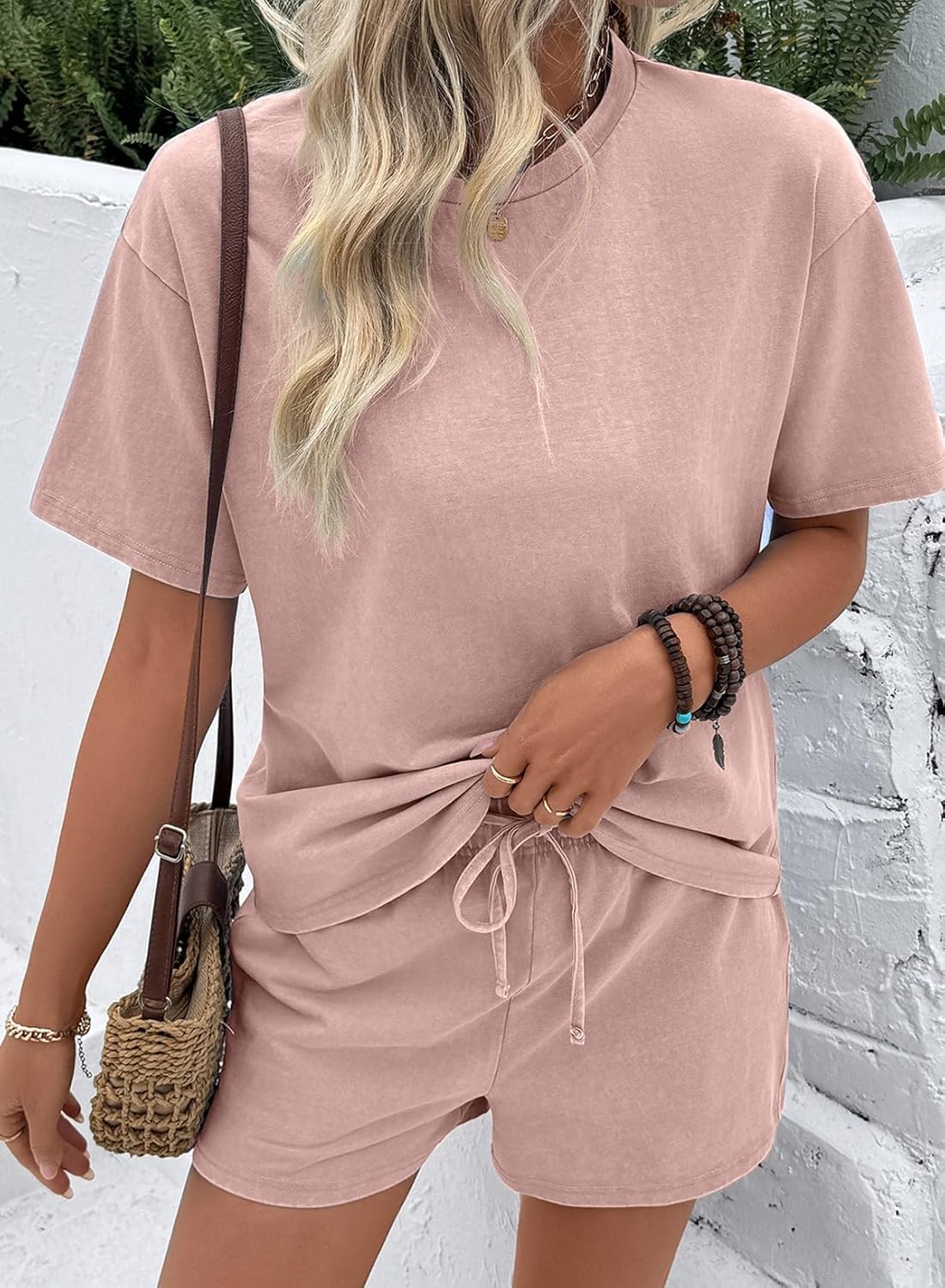 SHEWIN Women's 2 Piece Sets Short Sweat Matching Lounge Set Cotton Comfy Clothes Summer Outfits Airport Loungewear - Image 2