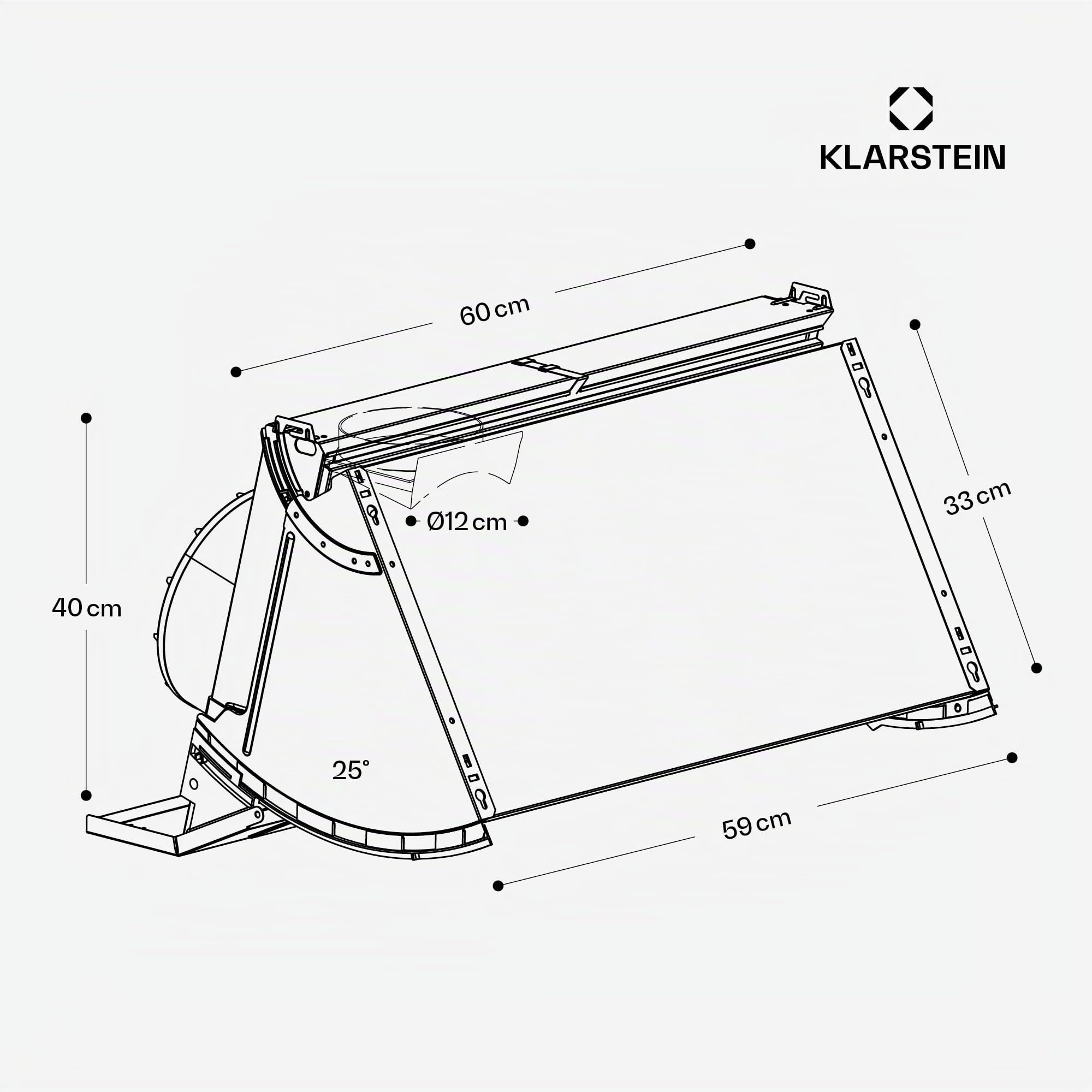 Klarstein Swift Square Hotte Aspirante, 60cm Hotte Cuisine Aspirante, Débit 380 m³/h, Double Moteur AC, Éclairage LED 2W, Filtre à Charbon Actif, Classe Énergétique C, Commande Tactile