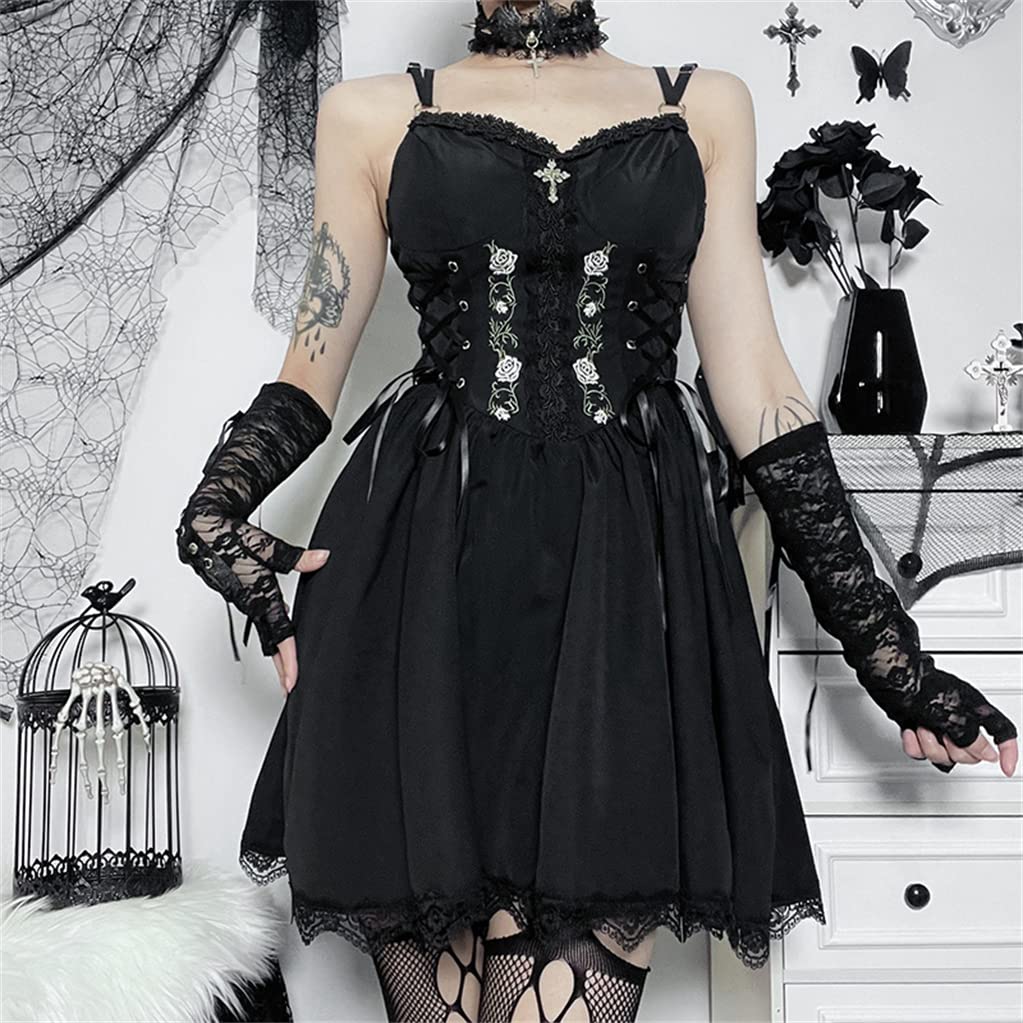 Goth Dress for Teen Girls Juniors Or Women for Cocktail Evening Party: Medium Black 9
