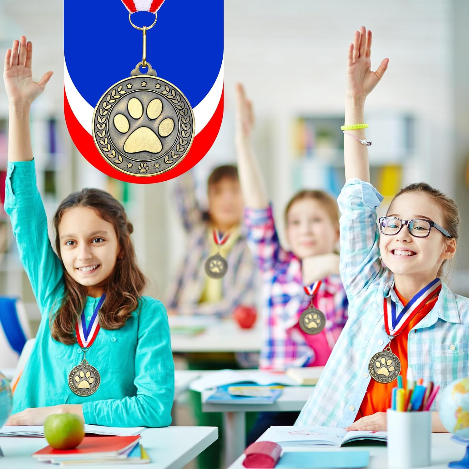 Quelay 100 Pcs Award Medals Bulk 2 Inch Gold Winner Medals with Neck Ribbons for Sports Tournaments Competitions Party Favors