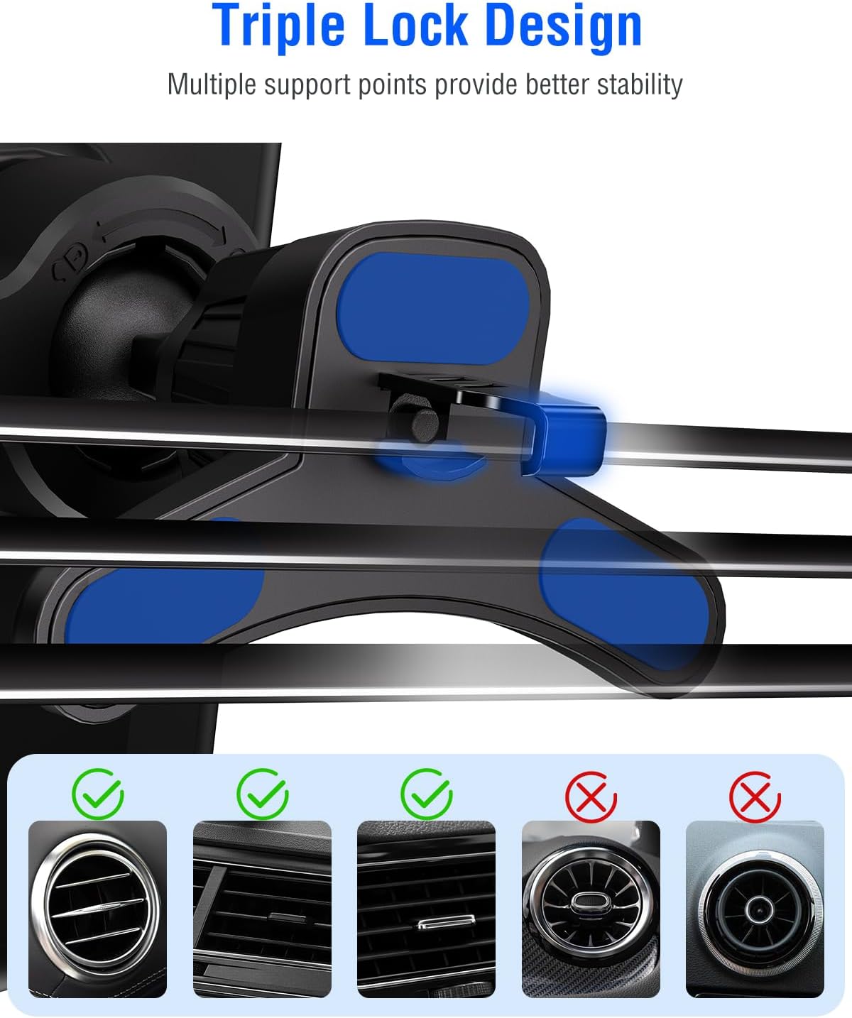 Mobile Phone Holder Car 2 in 1, Ultra Strong Suction Cup & Ventilation Mobile Phone Holder, Extra Stable, 360° Rotatable, One-Hand Operation, Car Phone Holder for iPhone, Samsung Smartphones image 4