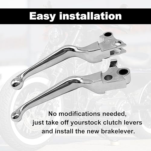 Vista 5 de Palancas de mano para motocicleta y motocicleta, palanca de embrague de freno cromada compatible con Harley Sportster 883 1200 Dyna Touring Road
