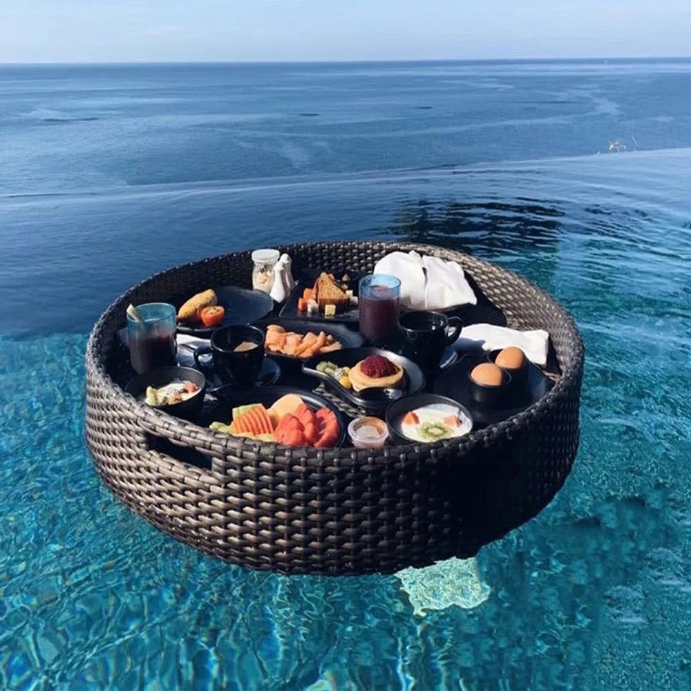 Rattan Floating Tray Table, Rattan Woven Floating Serving Tray Multicolor 60cm, 80cm(Black,80cm)