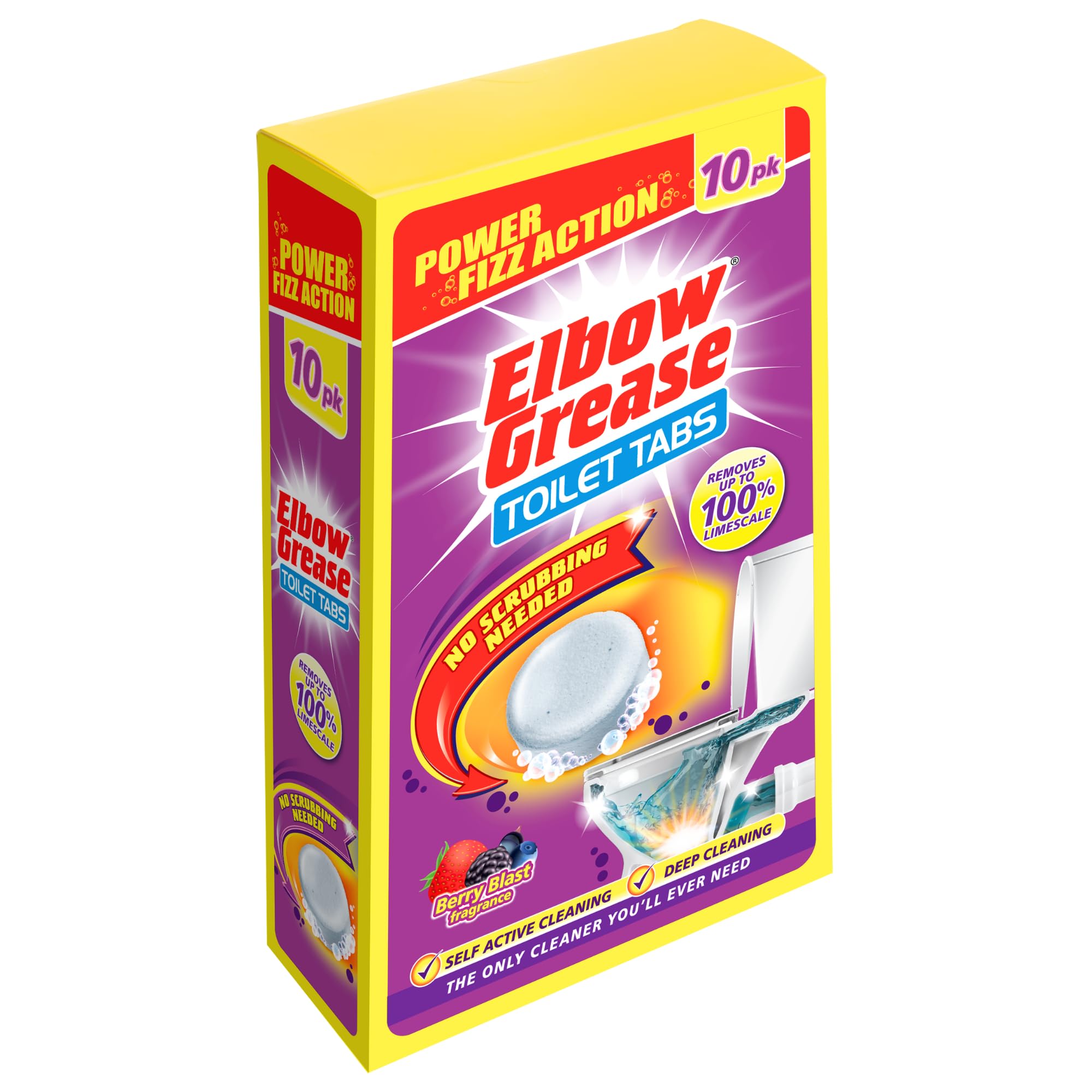 Elbow Grease Toilet Bowl Cleaner Tablets Fizz Action Tabs Berry Blast 10Pk from B&Q