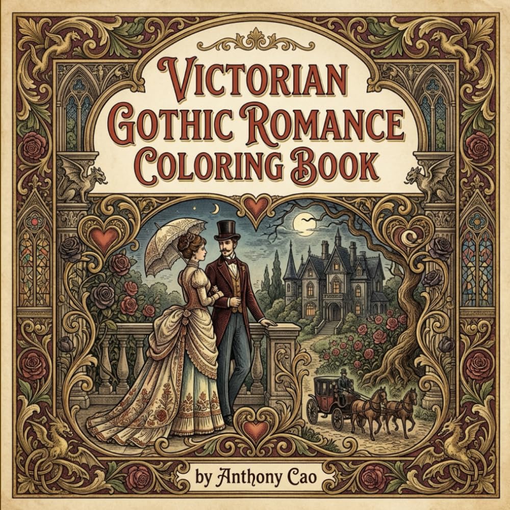 Victorian Gothic Romance Coloring Book: A Gothic Romance Coloring Journey Through Windswept Moors and Timeless Love