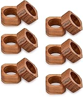 BHAVATU Acacia Wood Napkin Rings Set of 12 - Handcrafted Rustic Farmhouse Table Decor for Thanksgiving, Christmas, Everyday Dinners (Brown)