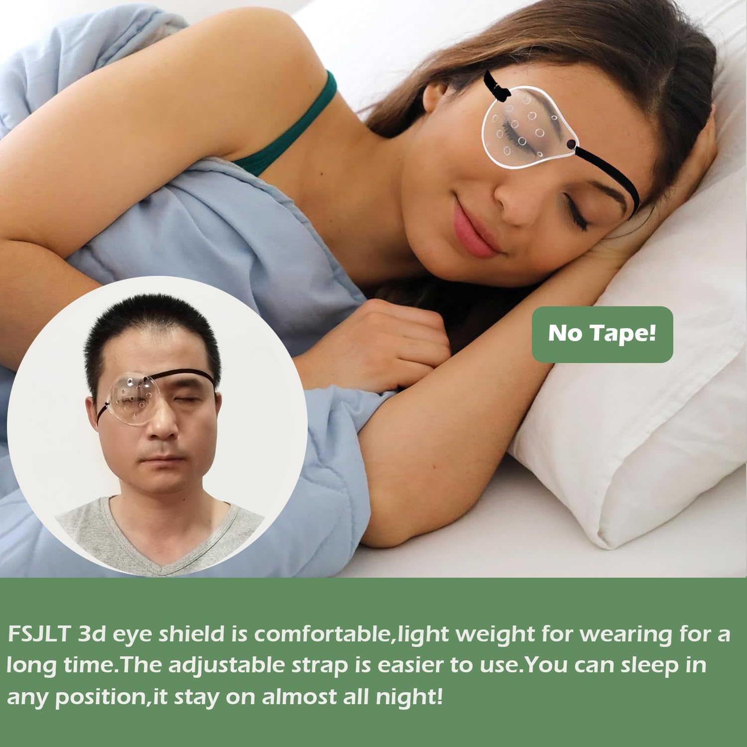2pcs Clear Eye Shield for Cataract Surgery Hard Vented Eye Protector Patch with Extended Elastic Band, Plastic Eyes Guard Covering After Surgery for Sleeping Protection
