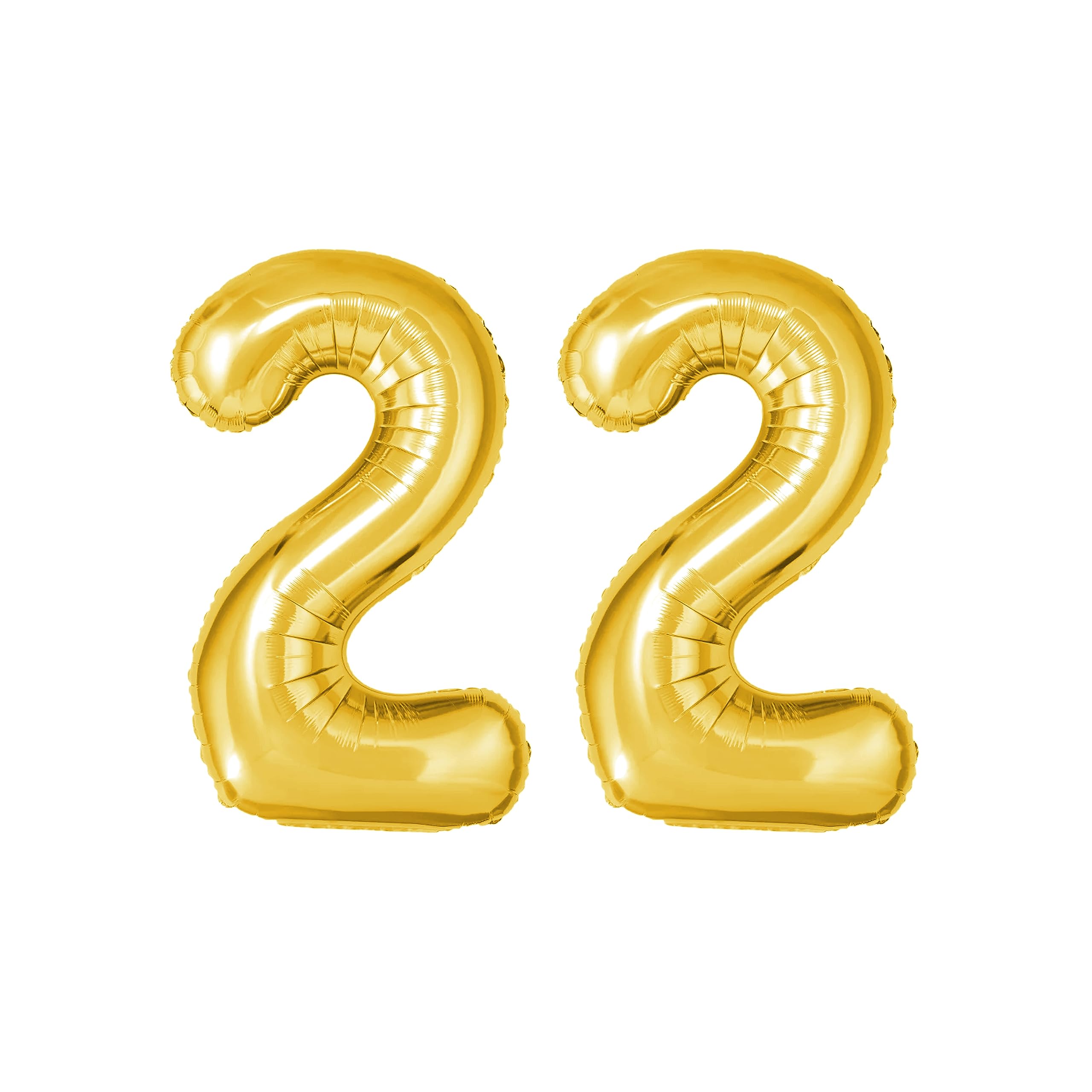 Just Party Gold Number 22 16-Inch Foil Balloons Golden - Celebrate Milestones in Elegance and Style - Perfect Decoration for Birthdays, Anniversaries, and Special Occasions