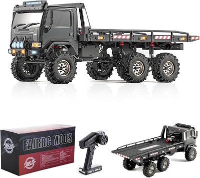 FairRC 1/18 RC Crawler CR18P Arktos 6x6 RC Crawler, High Performance RC Rock Crawler with Flatbed & Portal Axles, Hobby Grade RC Truck Crawler, Remote Control RC Car for Adult RTR Black