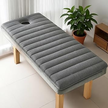 Spa Massage Table Pad with Face Opening, Non-Slip & Breathable Latex Foam Massage Bed Cover with Elastic Band for Massage, Tattoo, Beauty Salon and Spa BedsGrey,70 X 185 X 4cm