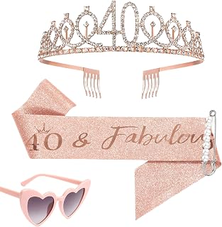 40 Geburtstag Frauen, 40 Geburtstag Frauen Deko, Geburtstagsdeko Set Mit Krone Und Brille, Geburtstag, Partydekoration, 2-Teiliges Set