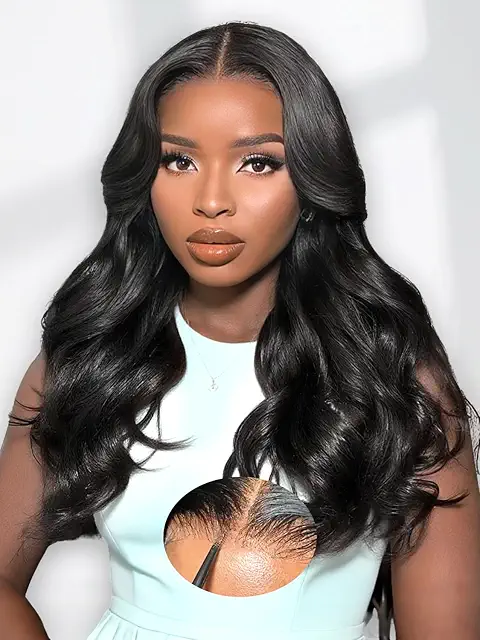 Beluck Curtain Bangs Glueless Human Hair Wig - 20 Inch Loose Body Wave