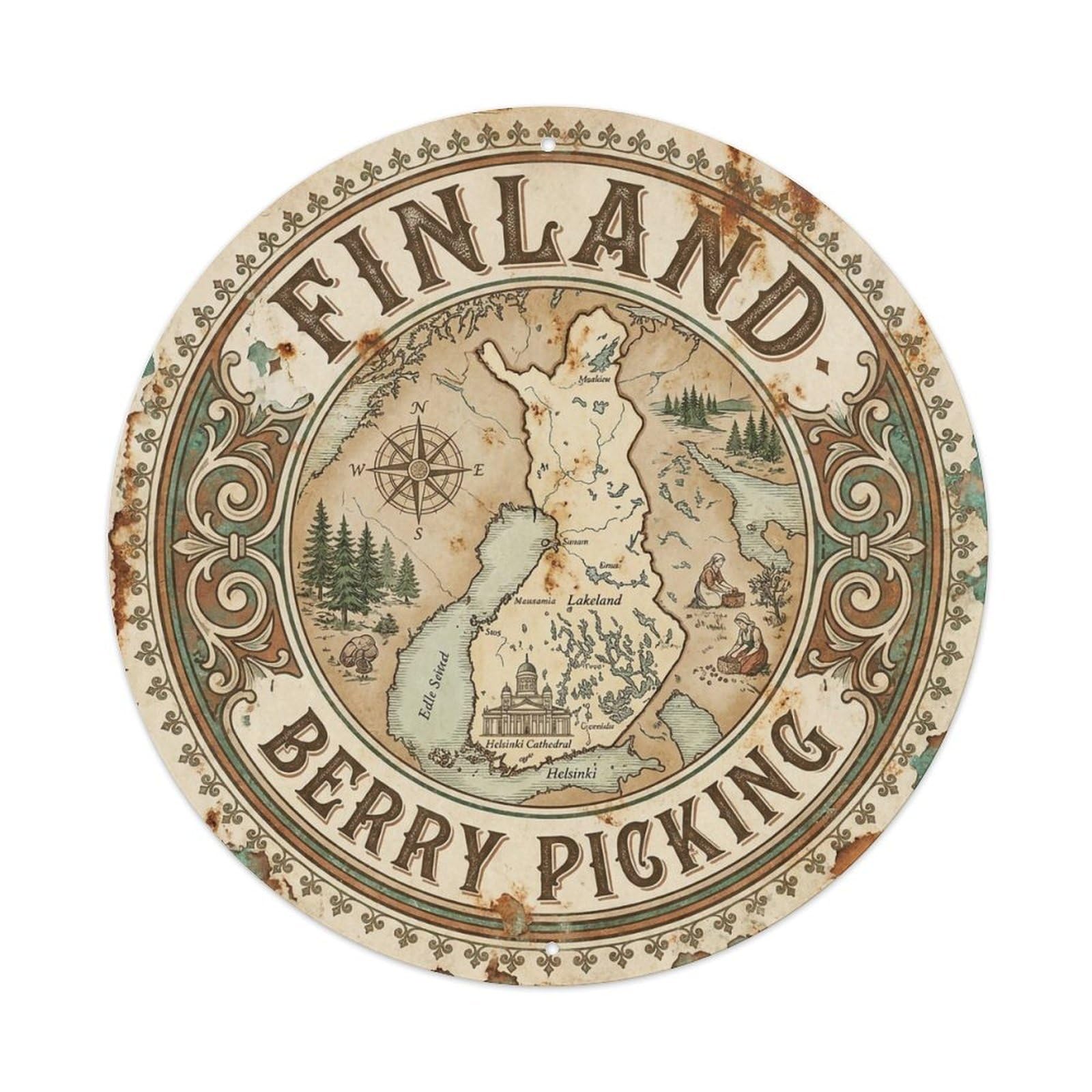 Vintage Travel Finland Exploration Vintage Metal Tin Sign Plaque