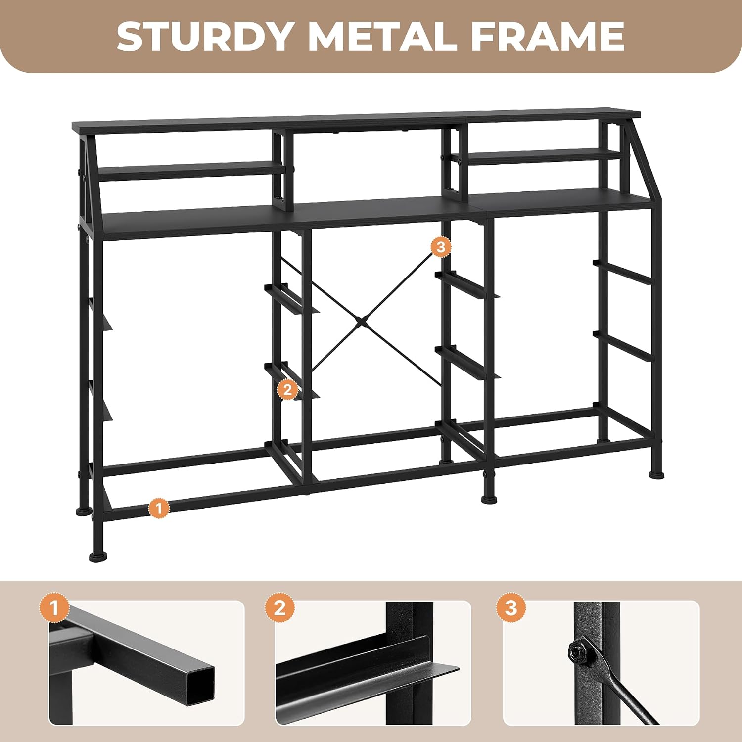 Miereirl 55''W Dresser for Bedroom, 9 Fabric Drawers & 2 Open Shelves for Closet, Bedroom Dresser with Side Pocket, Wide Chest of Drawers, for Bedroom, Living Room,Hallway (Black)