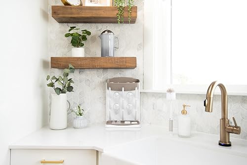 Ubbi Vertical Baby Bottle Drying Rack, Space Saving Countertop Drying Rack Baby Accessory, Taupe - 9