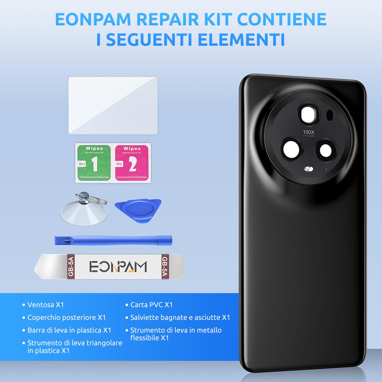 Scocca Posteriore In Vetro Con Kit Per Honor 70 – Originale, Nero, Include Lente Fotocamera E Strumenti