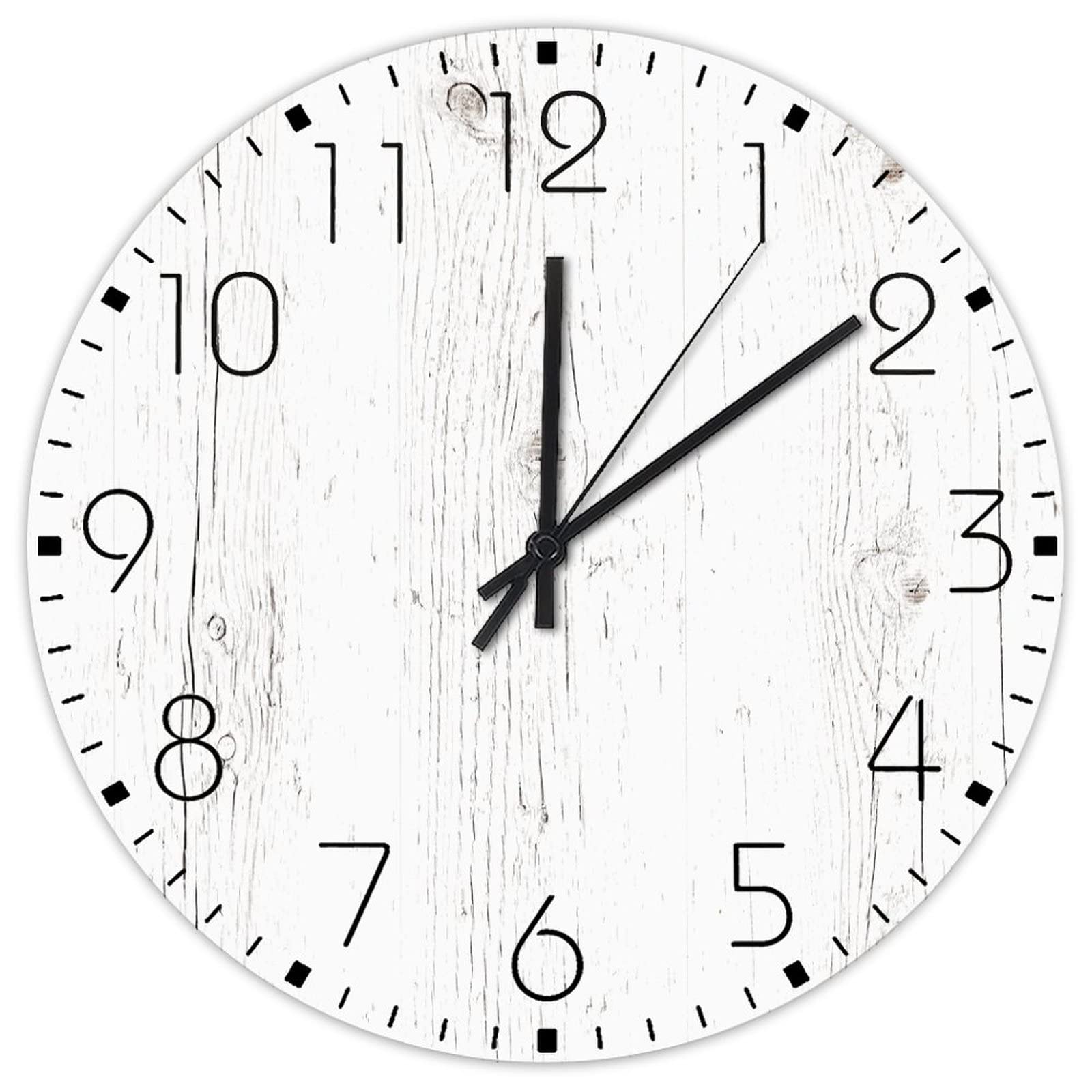 Horloge murale silencieuse de 30,5 cm en grain de bois de style pendule shabby chic rustique