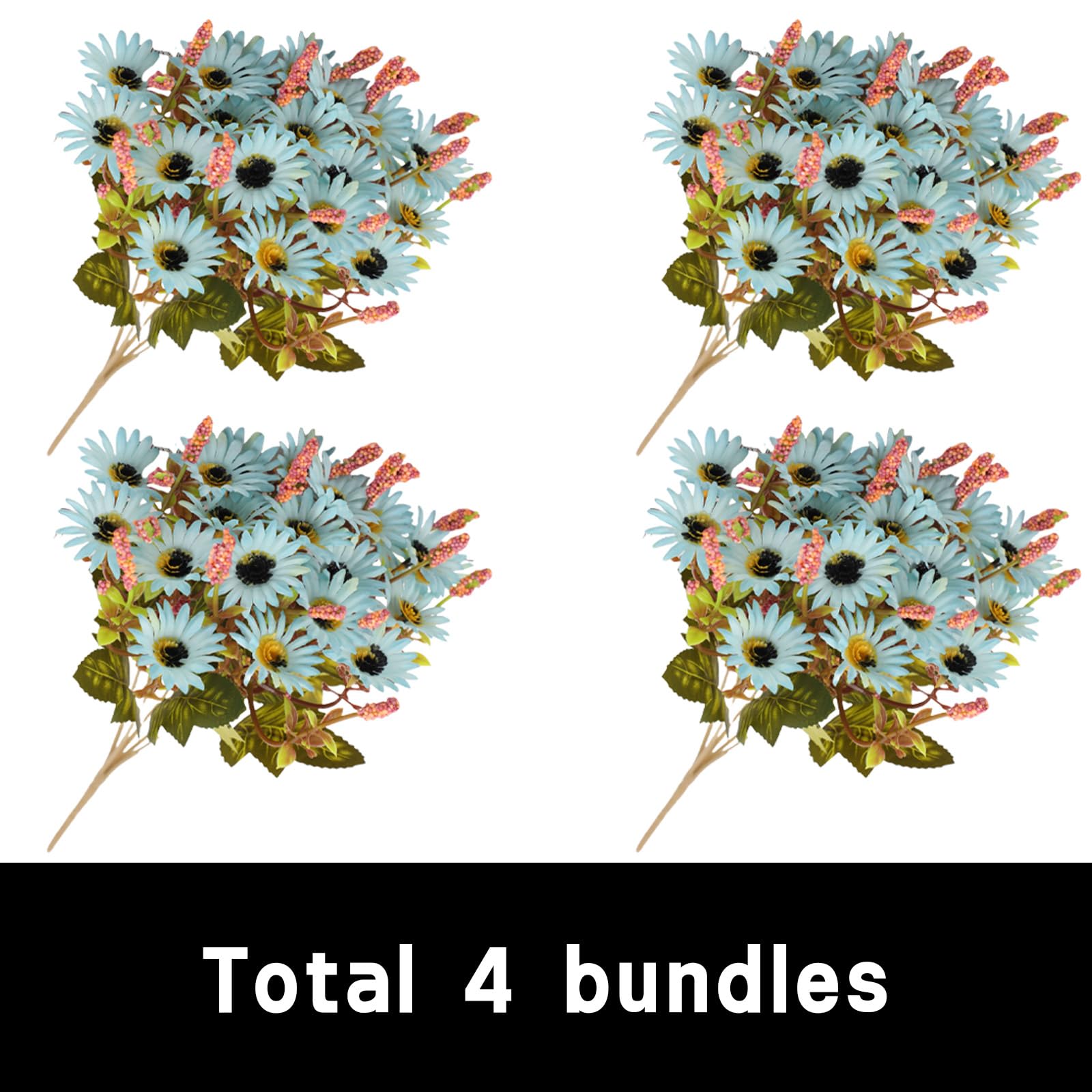 astylishome Artificial Flower Bouquet Outdoor Artificial Flowers Artificial Silk Daisy Fake Flowers UV Resistant Outdoor Fake Wildflowers Greenery Shrubs Plants Arrangements for Home Garden 3318 - Image 2