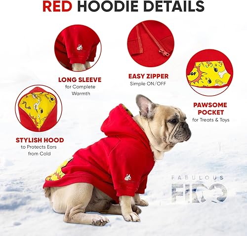 Miniatura 5 de Fabulous Fido Sudaderas con capucha para perro suéter rojo de algodón y microfibra de alta calidad ropa para perros grandes pequeños y medianos