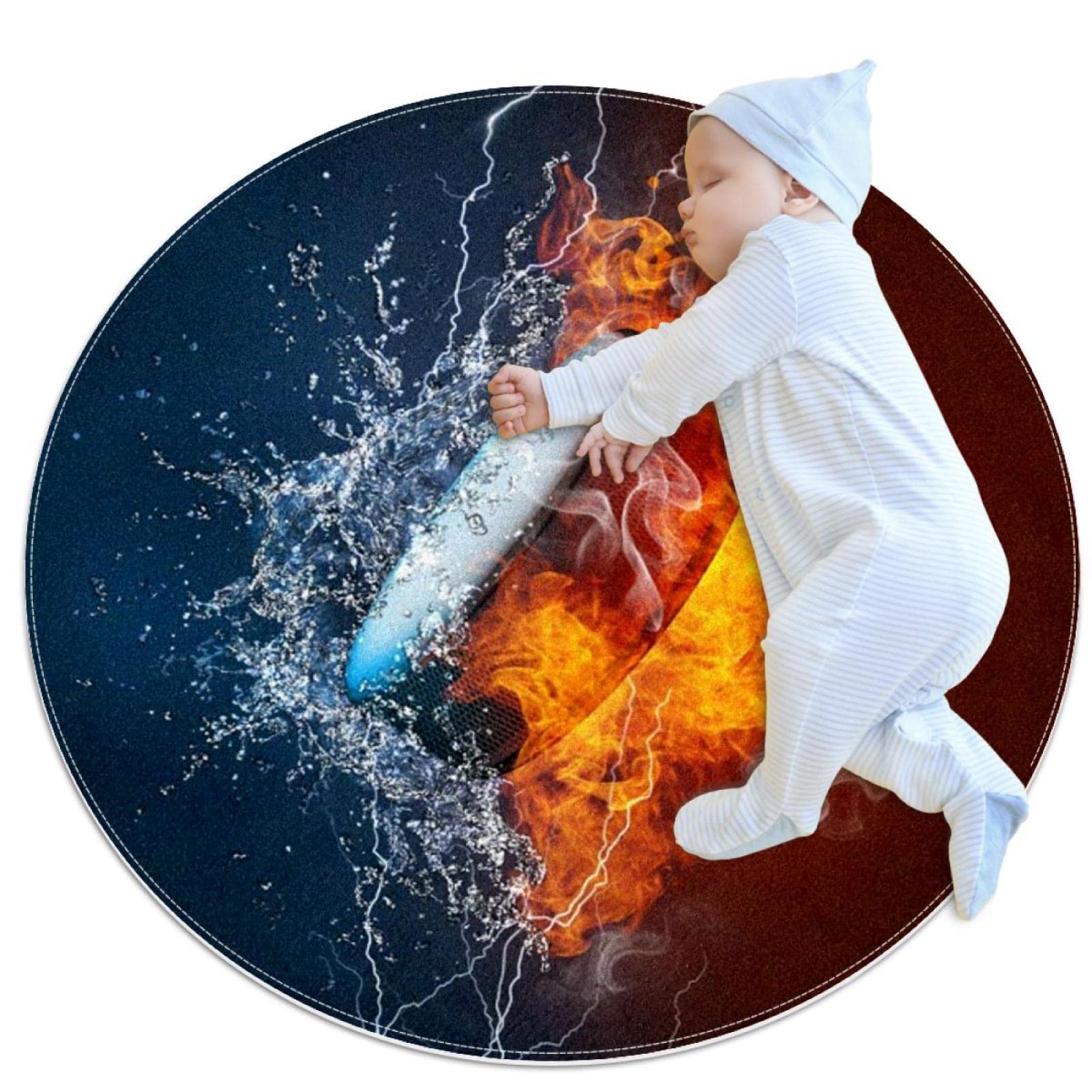 Tapis de hockey sur glace rond de 1m de diamètre antidérapant pour chambre d'enfant