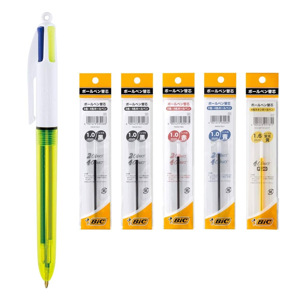 Amazon | ビック(Bic) ボールペン 4色ボールペン 多色 ネオン
