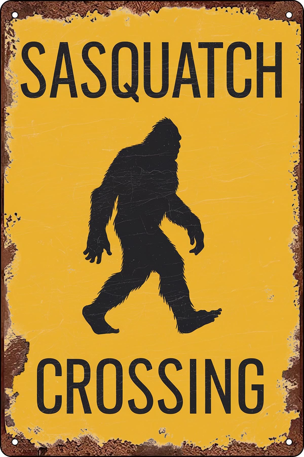 Yelacaay Sasquatch Crossing Sheet Retro Decor Signs Wall Decorations Wall Art Poster Plaques Metal Sign Plaque Poster 8X12 Inch