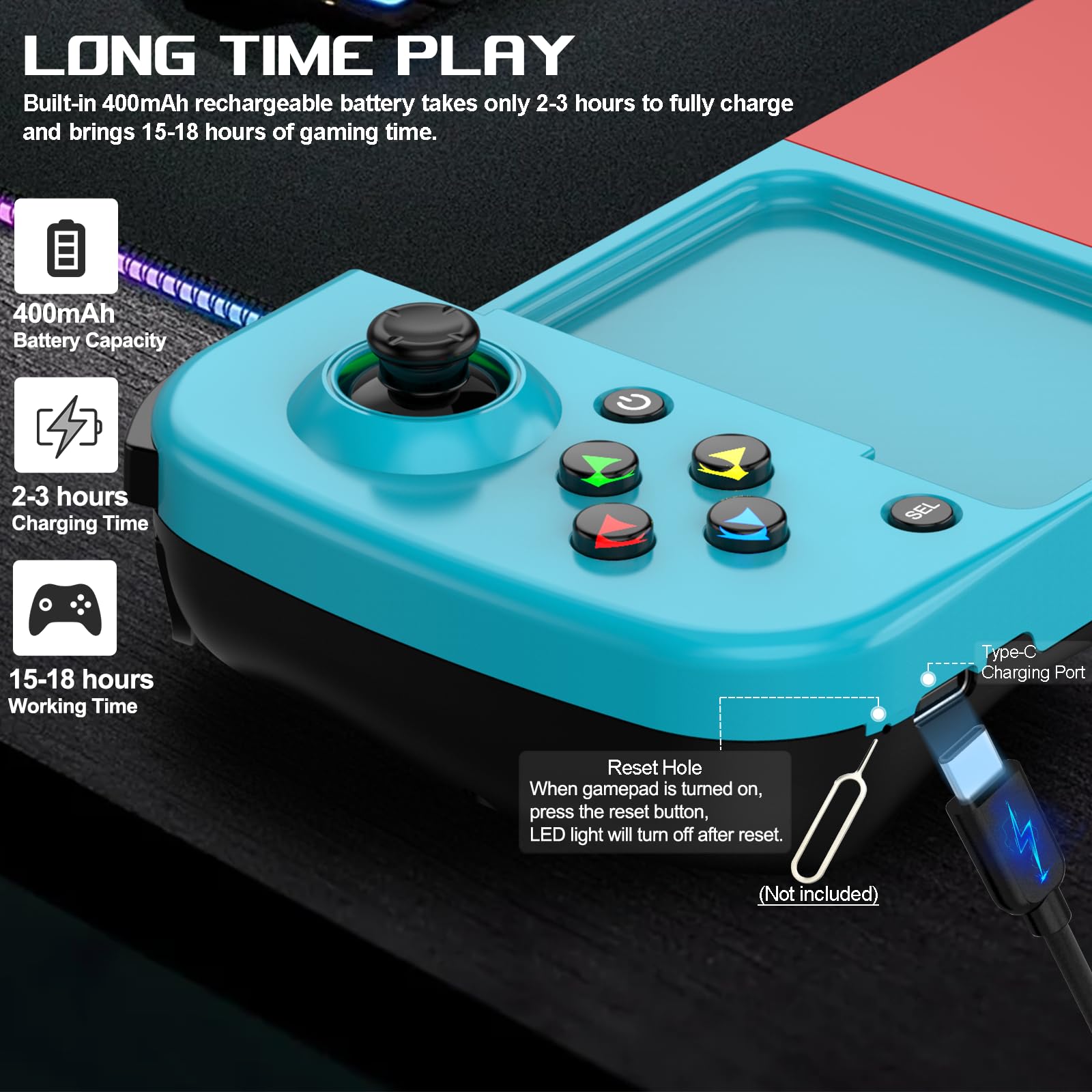 arVin Manette de jeu sans fil pour iPhone/Android/PC, Bluetooth Mobile Gamepad Joystick pour iPhone 14/13/12/11, Samsung