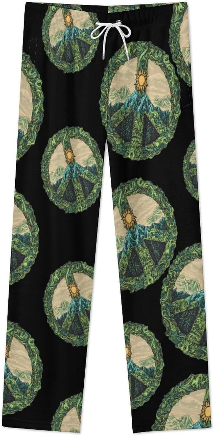 Peaceful Landscape Flannel Pajama Pants Women Soft Fleece Sleep Pj Lounge Bottoms