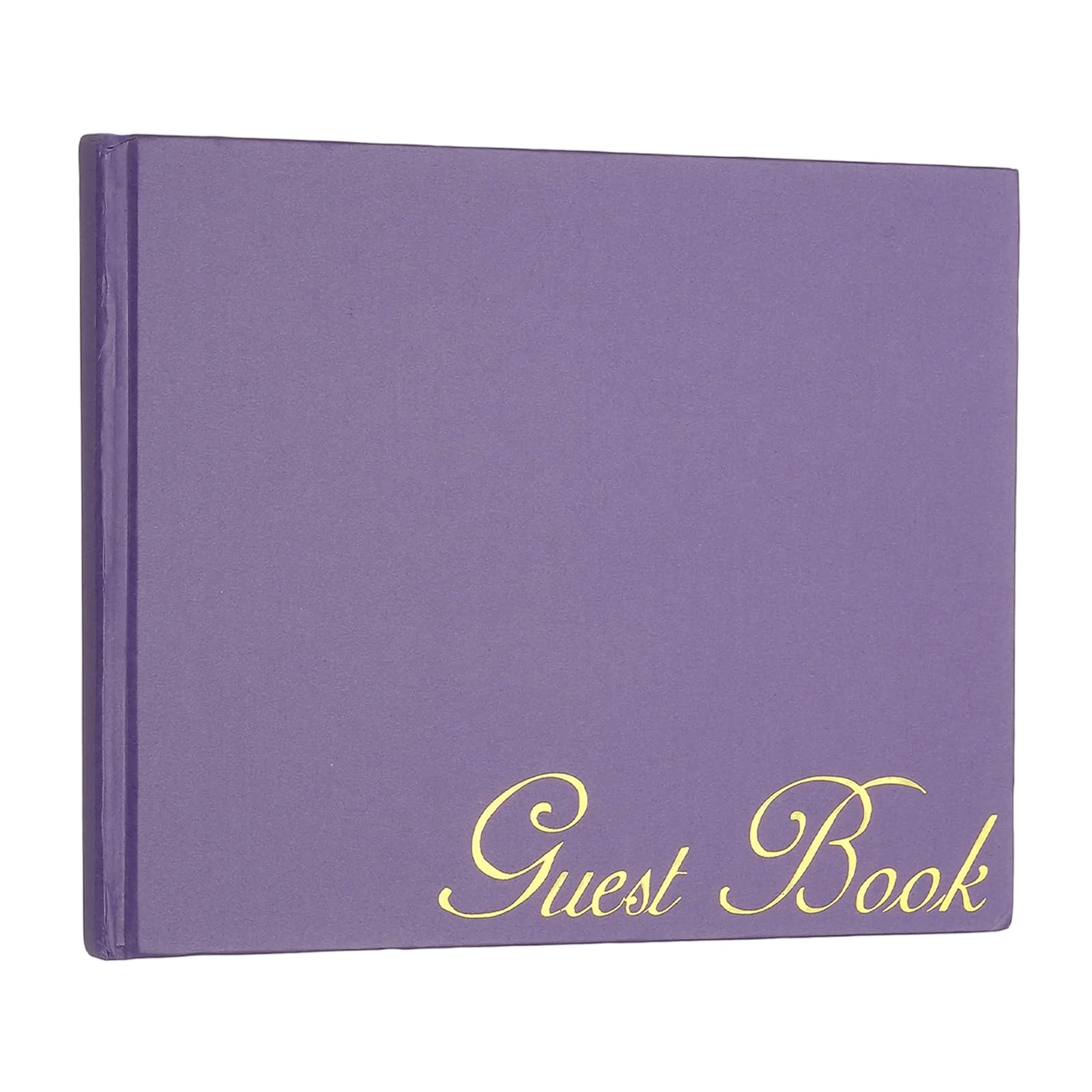 PATIKIL Elegant Guestbook, 9"x7" Offset Paper Wedding Guest Book Stylish Sign in Book with 50 Blank 120GSM Paper for Receptions Birthdays Funerals Special Events, Dark Purple