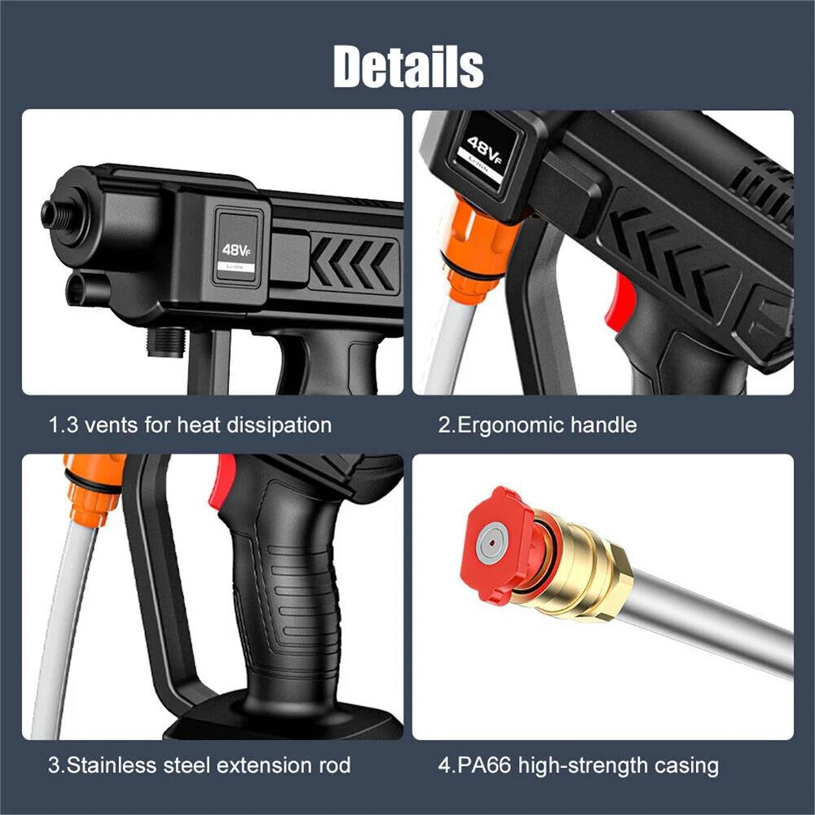 Bezprzewodowa myjka ciśnieniowa, wysokociśnieniowa myjnia samochodowa Pistolet 30Bar Generator piany Pistolet na wodę w sprayu do czyszczenia samochodu/ogrodzenia/ściany/tarasu,Two batteries