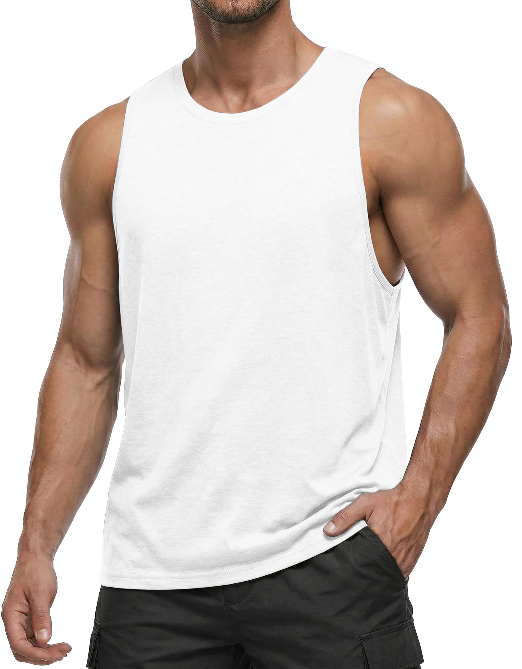 PINSPARK Men's Tank Tops Quick Dry Summer Workout Muscle Shirt Athletic Casual Sleeveless Shirts for Bodybuilding Beach Gym — view 9