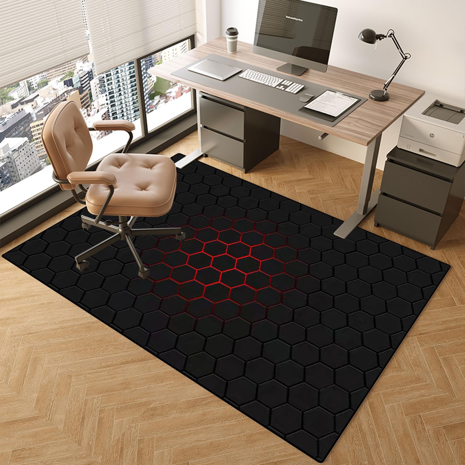 TOYOCC Office Chair Mat Heavy Duty Desk Chair Mats for Carpeted and Hardwood Floor 120 x 140 cm Carpet Protector Floor Mat Computer Gaming Chair Mat for Home and Office Rolling Chair Non Slip